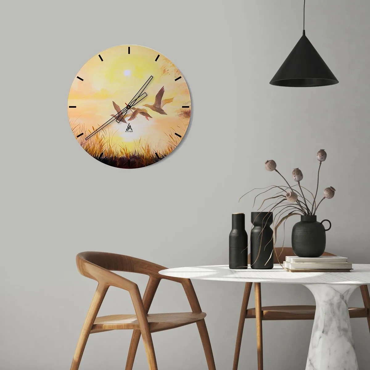 Wall clock - Clock on glass - Beginning of a Distant Journey - 30x30 cm