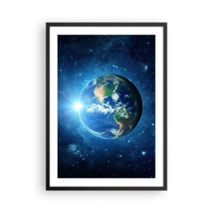 Poster in black frame - View of the Earth from space against the background of stars - 50x70cm - We Are in Heaven - Modern wall decoration for the living room and bedroom ARTTOR