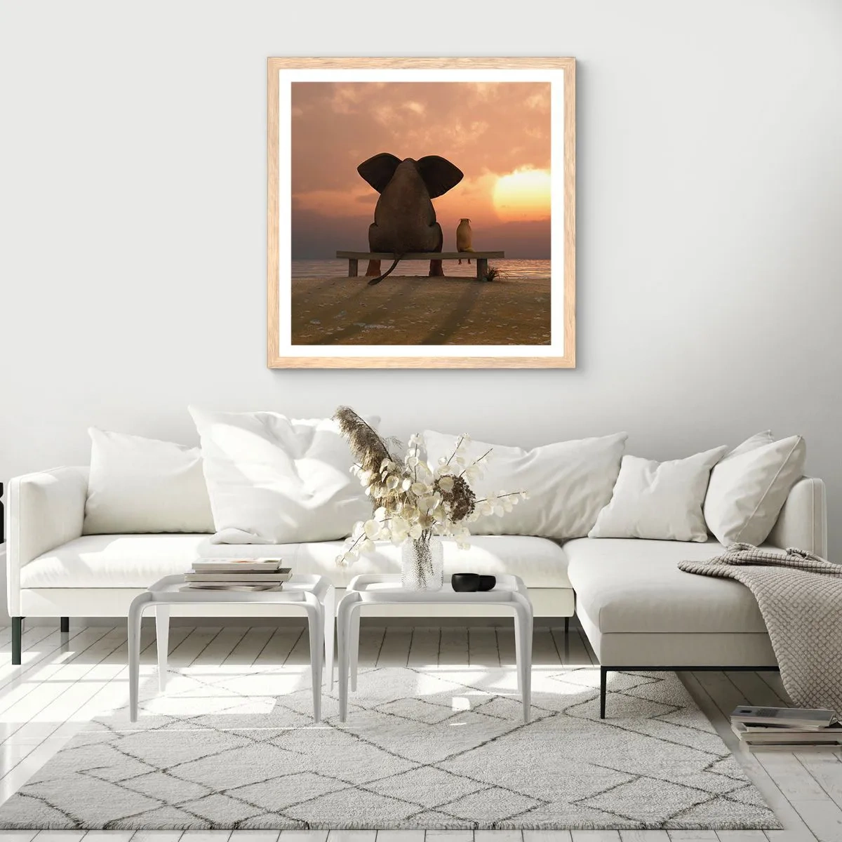 Poster in light oak frame - It Feels Good to Be Quiet Together - 40x40 cm