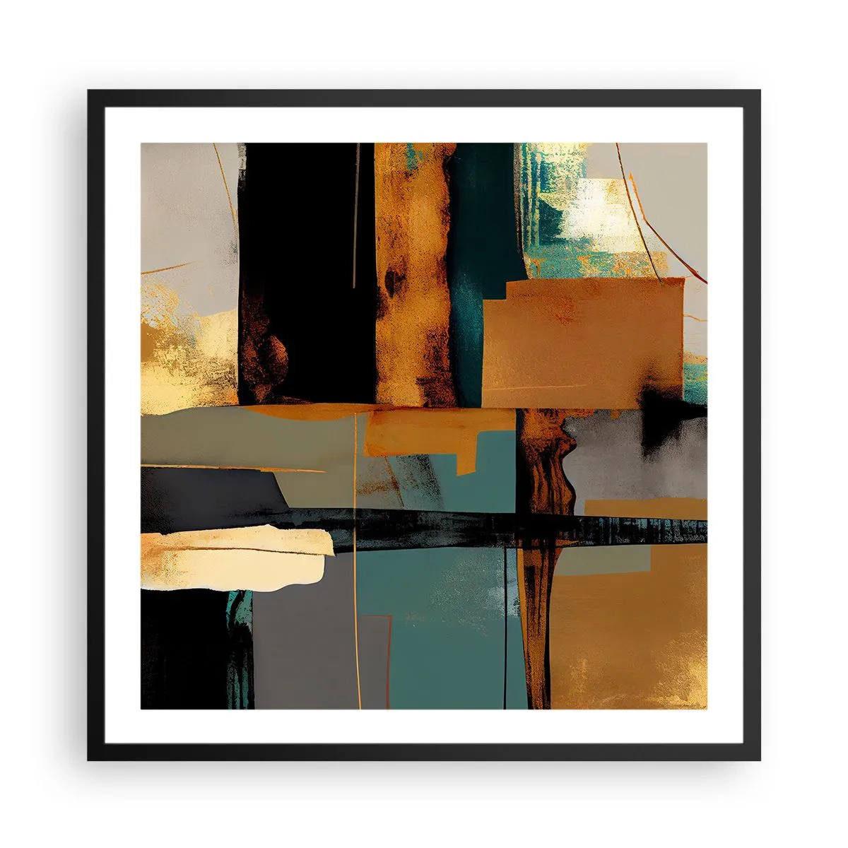 Poster in black frame - Abstract - Light and Shadow - 60x60 cm
