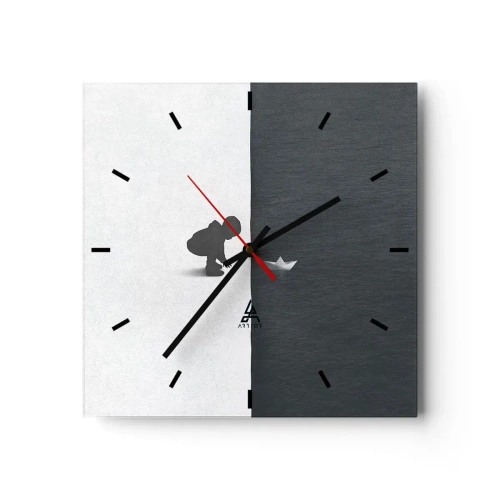 Wall clock - Clock on glass - Big Voyage - 40x40 cm