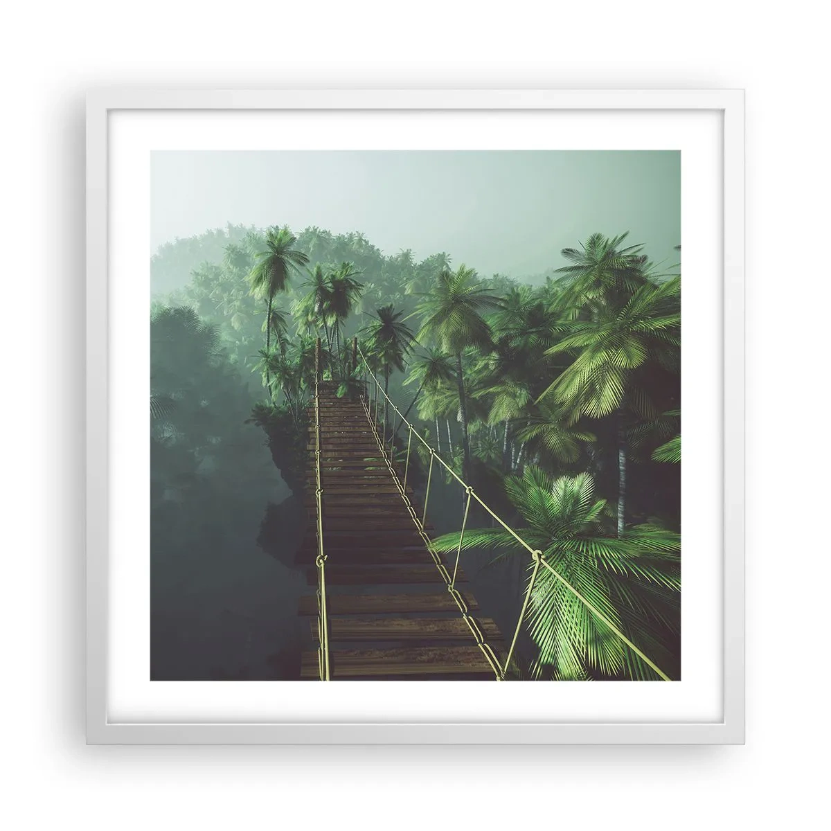Poster in white frmae - Hanging Bridge in the Green - 50x50 cm
