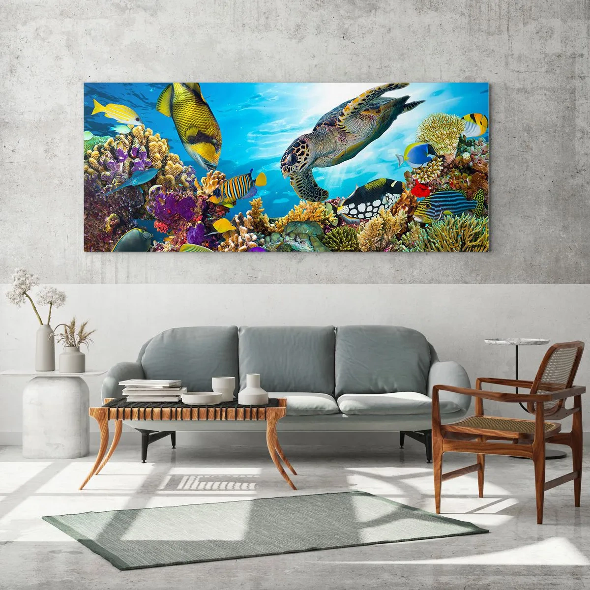 Glass picture - Coral Promenade - 160x50 cm
