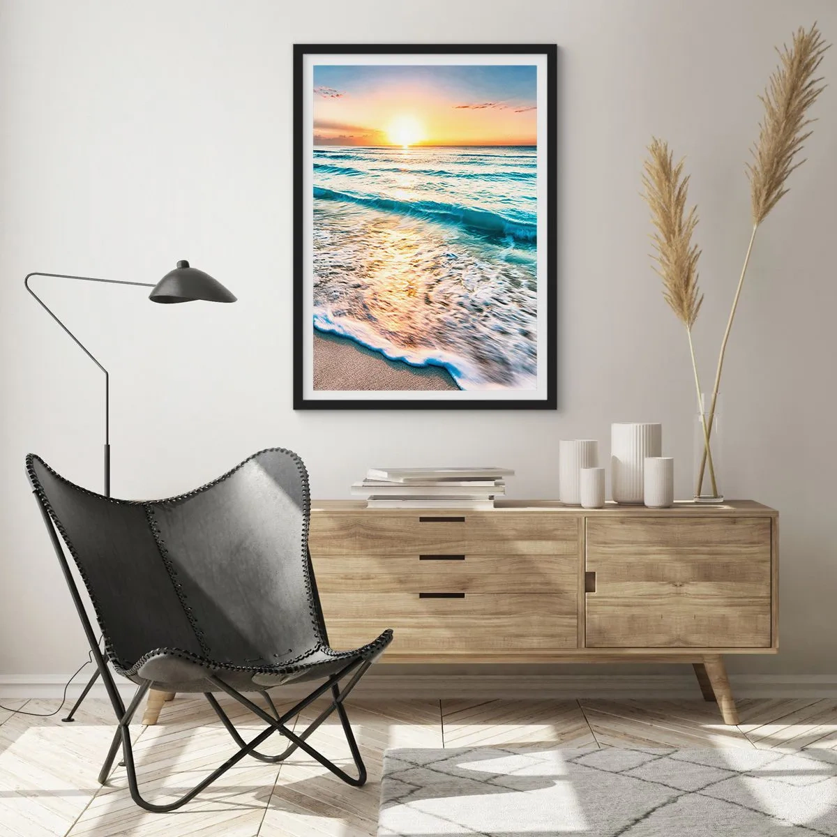 Poster in black frame - Sunset View - 70x100 cm