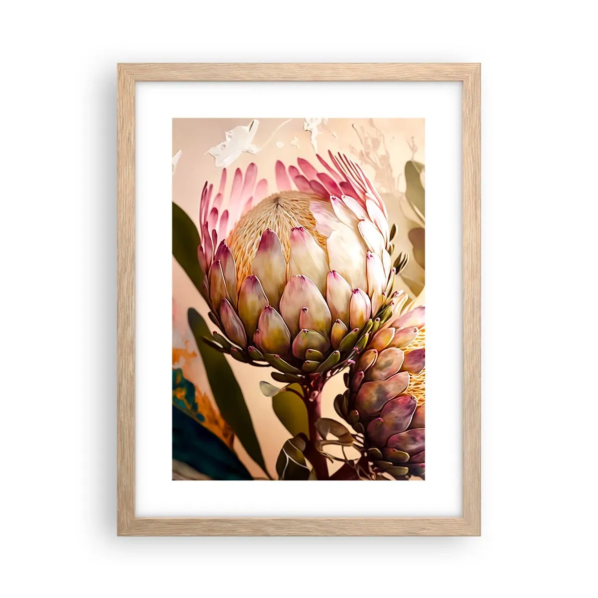 Poster in light oak frame - Tender Caress - 30x40 cm