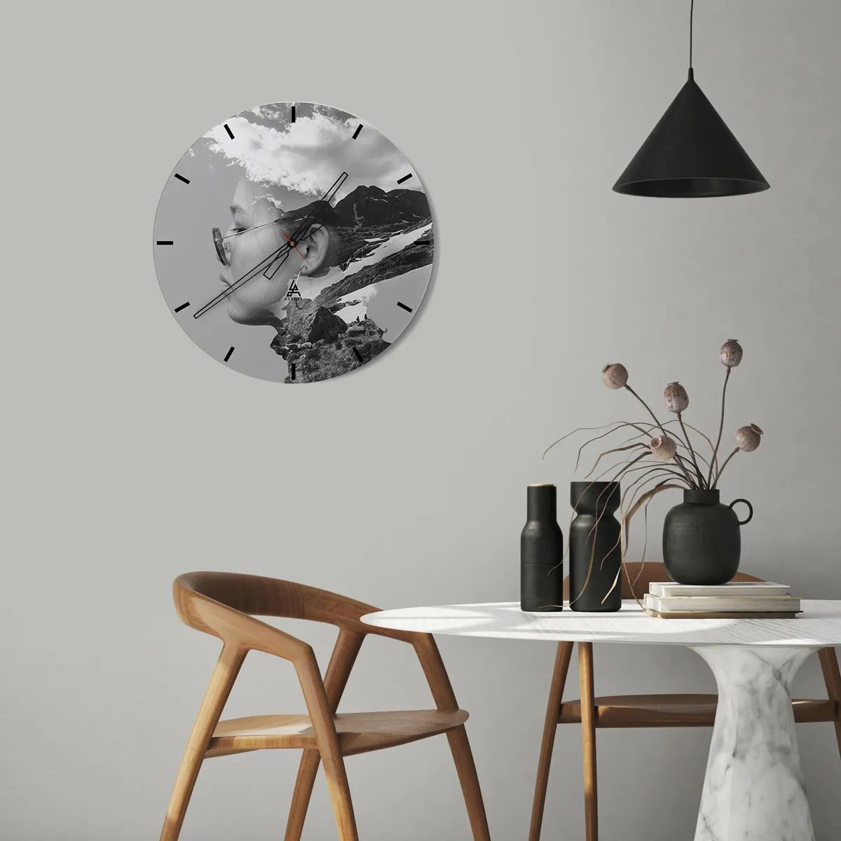 Wall clock - Clock on glass - Cloudy Portrait - 30x30 cm