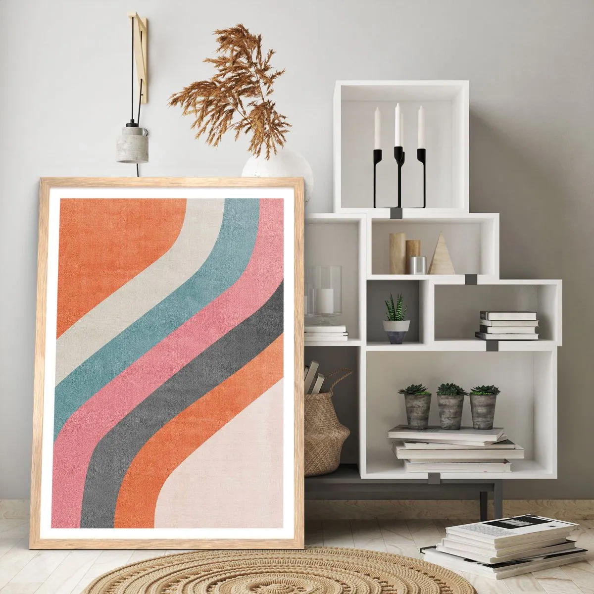 Poster in light oak frame - Diagonal Composition - Movement - 40x50 cm