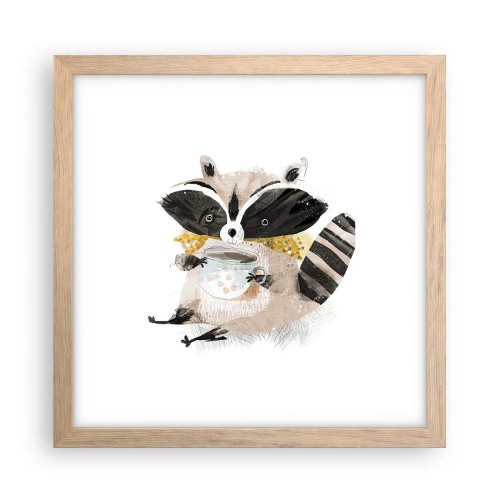 Poster in light oak frame - My Friend Raccoon - 30x30 cm
