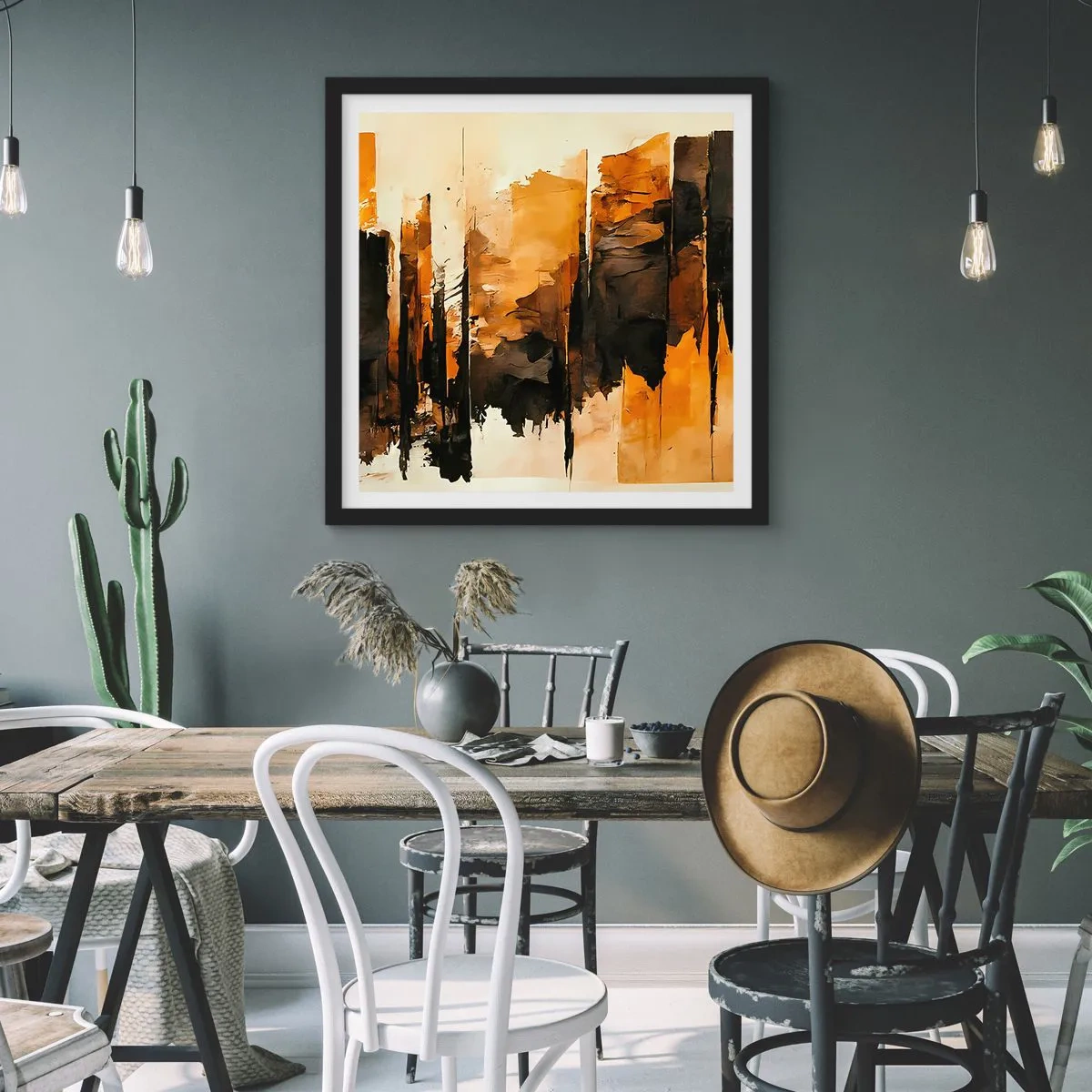 Poster in black frame - Harmony of Black and Gold - 50x50 cm