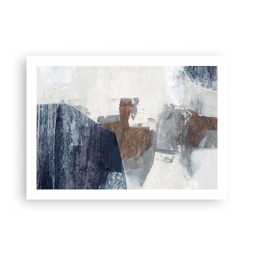 Poster - Blue and Brown Shapes - 70x50 cm