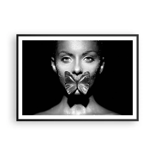 Poster in black frame - Butterfly Kiss - 100x70 cm