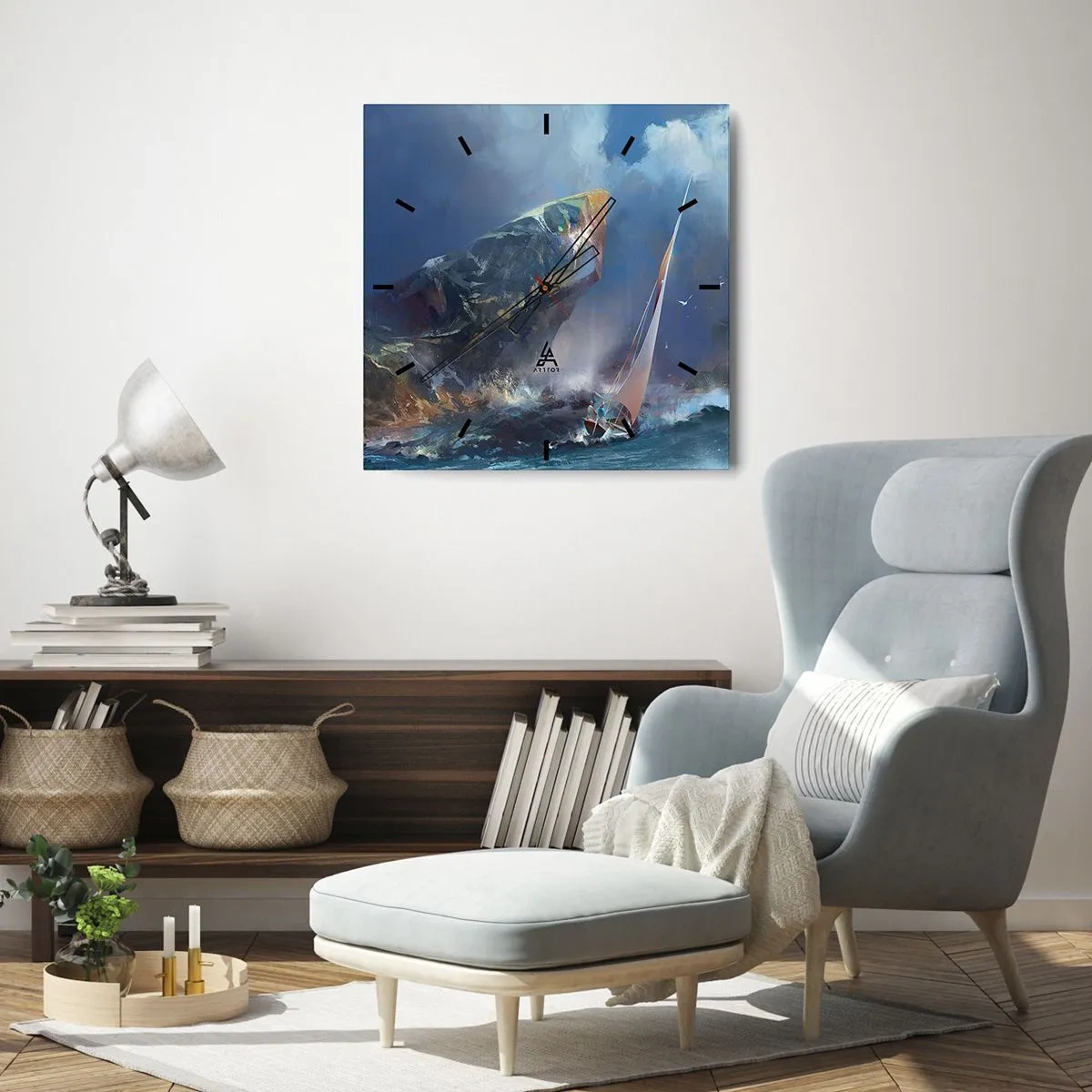 Wall clock - Clock on glass - Who Has the Courage, Wins - 30x30 cm