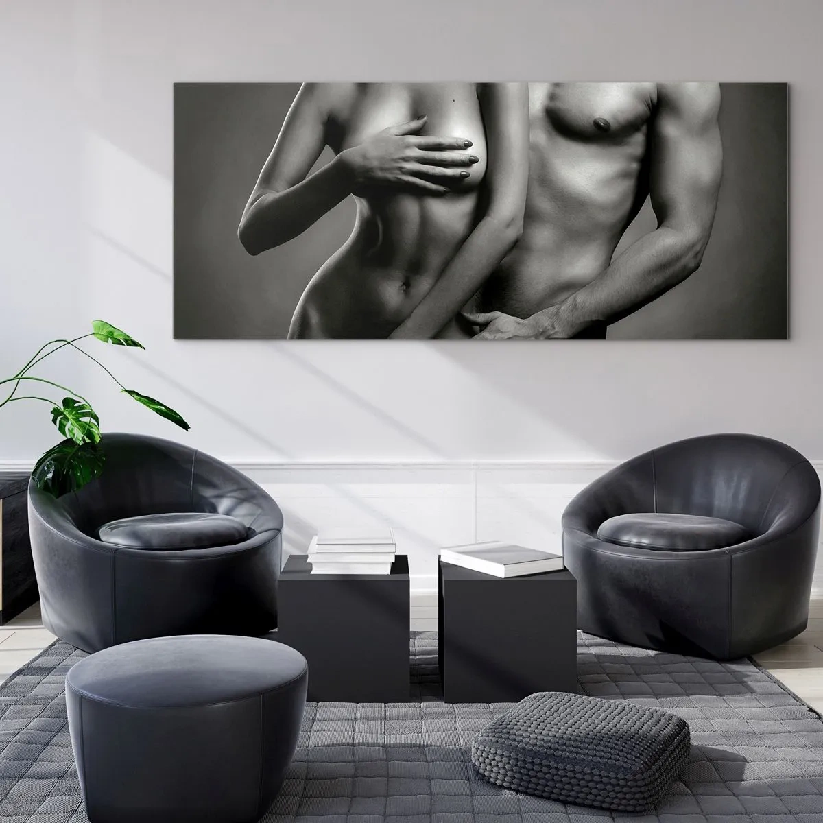 Glass picture - Adam and Eve - 100x40 cm