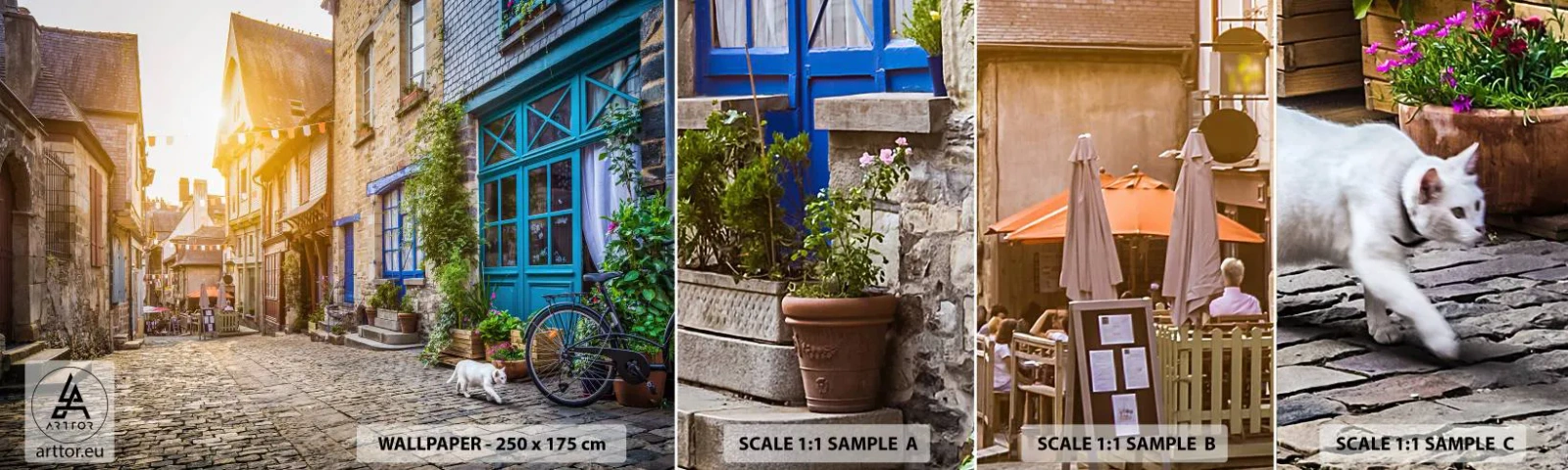 Photo Wallpaper Sample Self-Adhesive Deluxe Sticker - White Spirit of a Town - City, France, Architecture - 100x30 cm