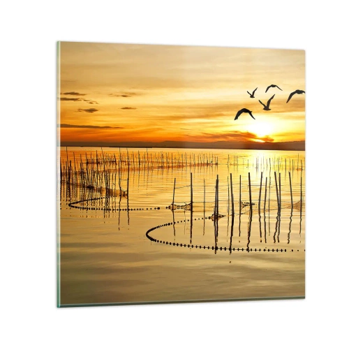 Glass picture - At a Fishery - 30x30 cm