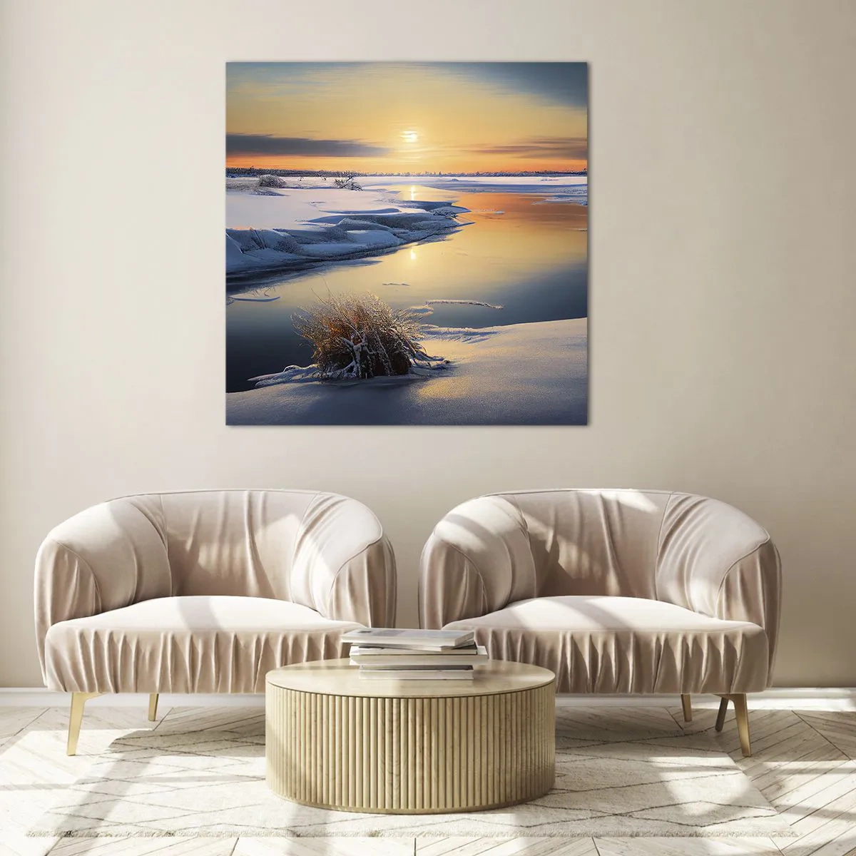 Glass picture - Winter Sunset - 50x50 cm