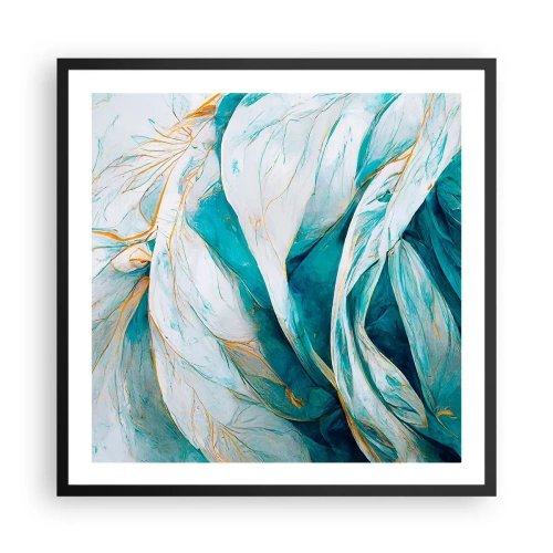 Poster in black frame - Blue Abstract with a Golden Motif - 60x60 cm