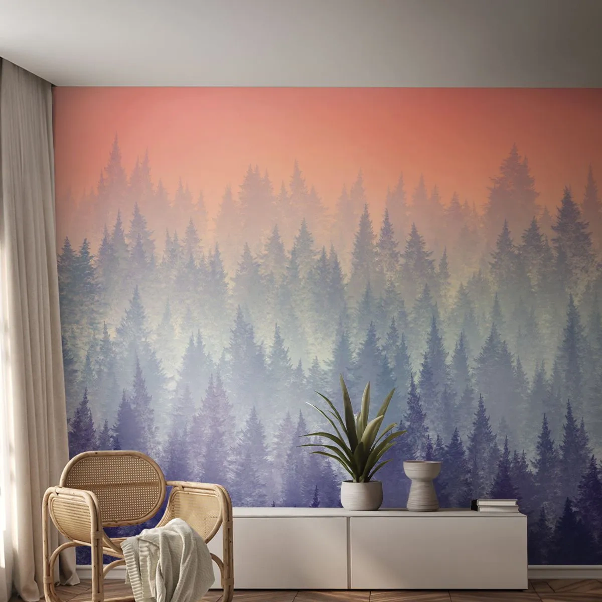 Self-Adhesive Photo Wallpaper Deluxe Sticker - High, Higher to the Sky - Abstraction, Forest, Piece - 450x315 cm