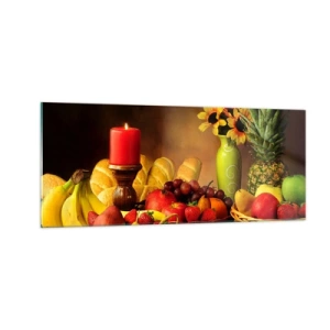 Glass picture - Still Nature with Bread and Fruit - 100x40 cm