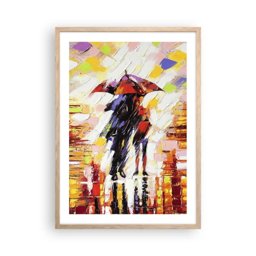 Poster in light oak frame - Together through Night and Rain - 50x70 cm