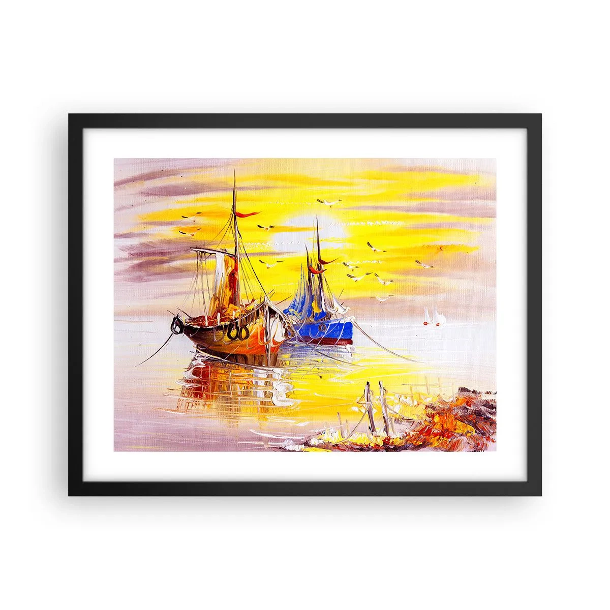 Poster in black frame - Deserved Rest in Port - 50x40 cm