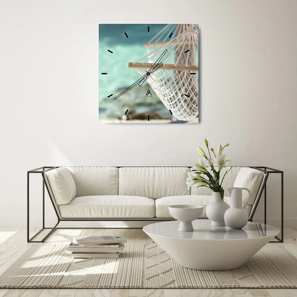 Wall clock - Clock on glass - Relax Time - 40x40 cm