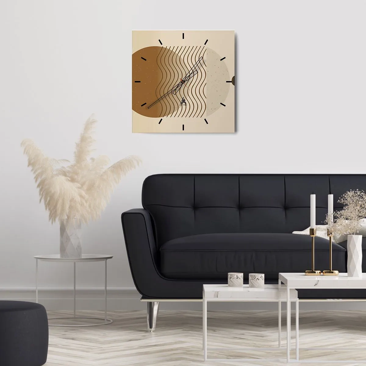 Wall clock - Clock on glass - About the Origin of Geometrical Figures - 40x40 cm