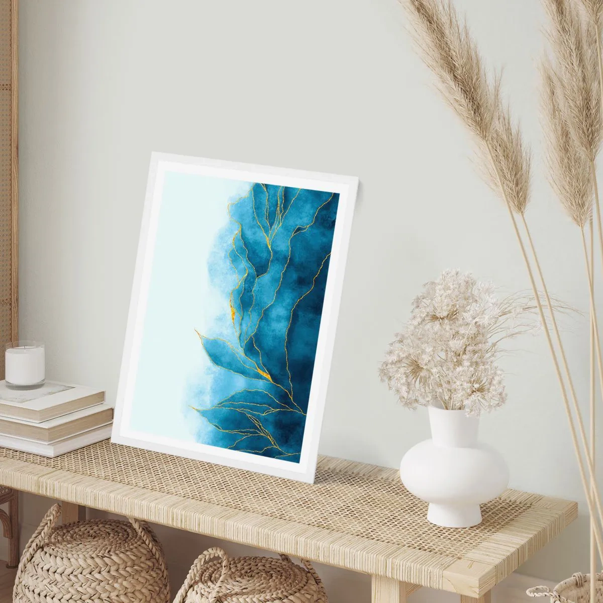 Poster in white frmae - Blue In Gold - 70x100 cm