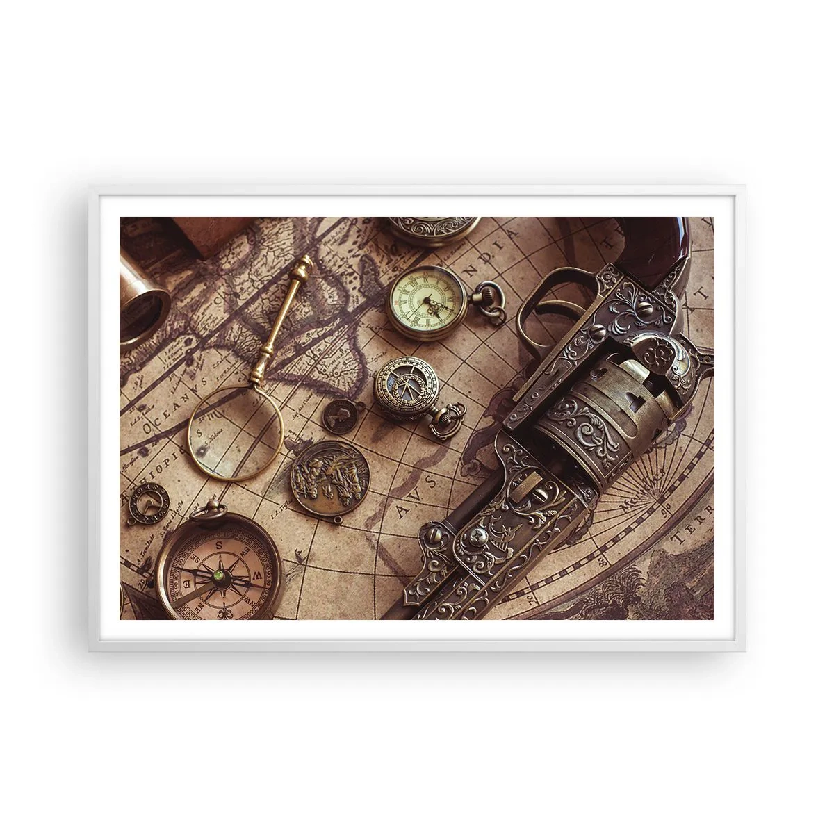 Poster in white frmae - Adventure Calls - 100x70 cm