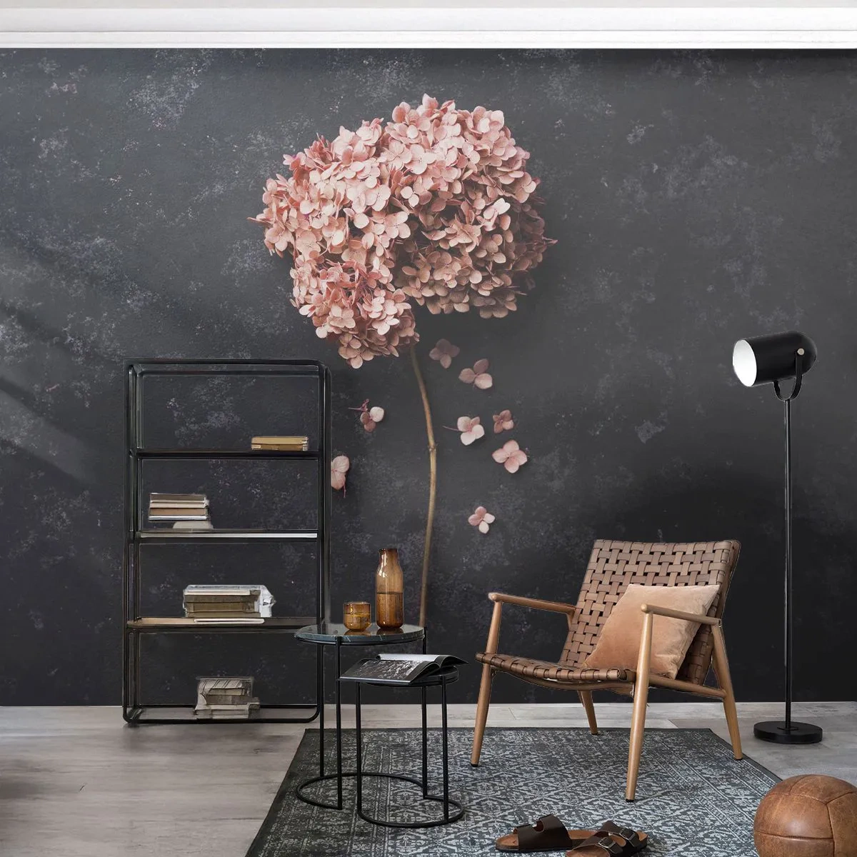 Self-Adhesive Photo Wallpaper Deluxe Sticker - Trully Romantic Sign - Flower, Hydrangea, Nature - 350x256 cm