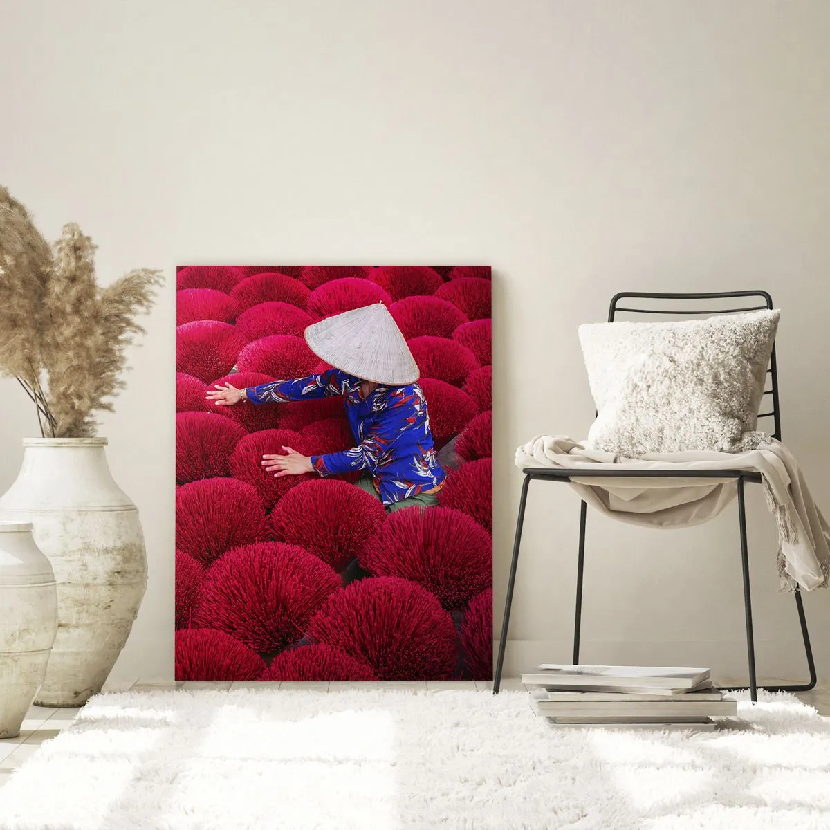 Glass picture - In the Rice Field  - 80x120 cm