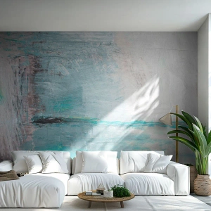 Custom Wallpaper Premium Sand - Horizontally in Blue - Abstraction, Piece, Modern Pattern