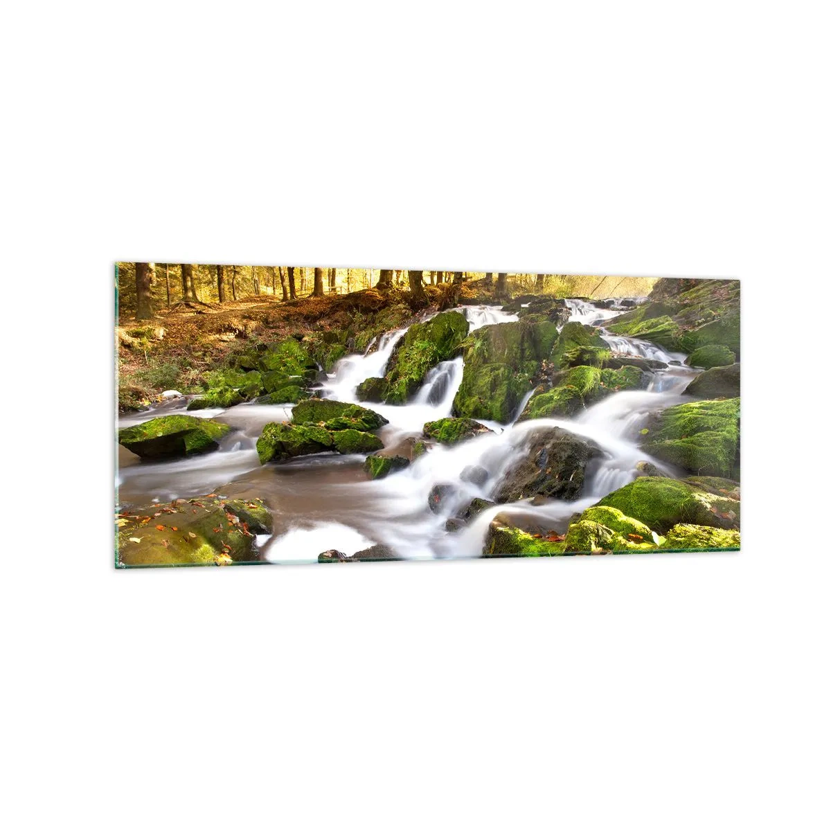 Glass picture - Gingerly through an Autumnal Forest - 120x50 cm
