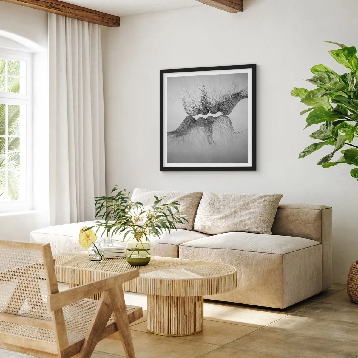 Poster in black frame - Kiss of the Wind - 30x30 cm