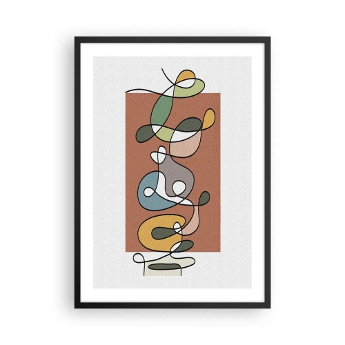 Poster in black frame - Abstract geometric composition with organic lines - 50x70cm - Abstract: Colourful Dance - Modern wall decoration for the living room and bedroom ARTTOR