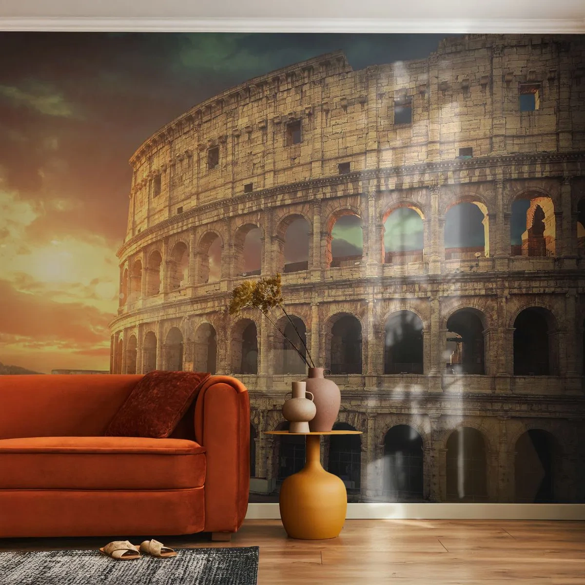 Photo Wallpaper Premium Sand - Colossal Impression - Colosseum, Rome, Architecture - 100x70 cm