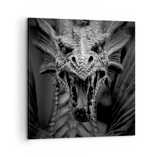Canvas picture - Fairytale Dragon in Grey - 50x50 cm
