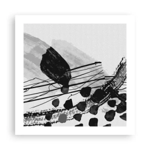 Poster - Black and White Organic Abstraction - 50x50 cm