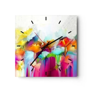 Wall clock - Clock on glass - Rainbow Has Bloomed - 40x40 cm