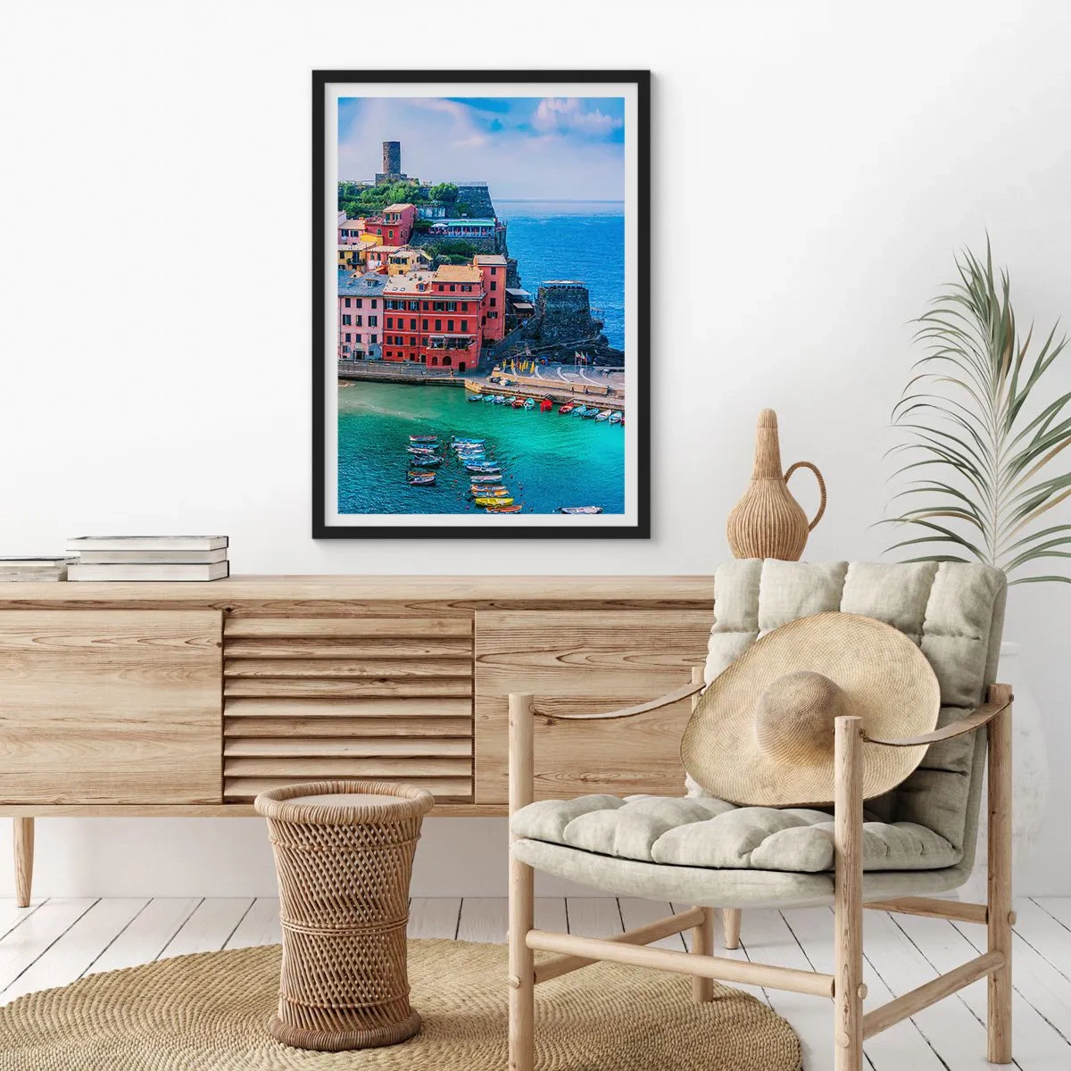 Poster in black frame - Magical Mediterranean Town - 40x50 cm