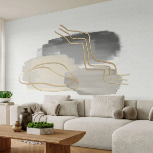 Self-Adhesive Photo Wallpaper Deluxe Sticker - Persistance and Movement - Abstraction, Piece, Gold - 150x105 cm