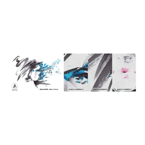 Photo Wallpaper Sample Premium Sand - Sensual Portrait in Grey and Blue - Woman, Woman's Face, Abstraction - 100x30 cm