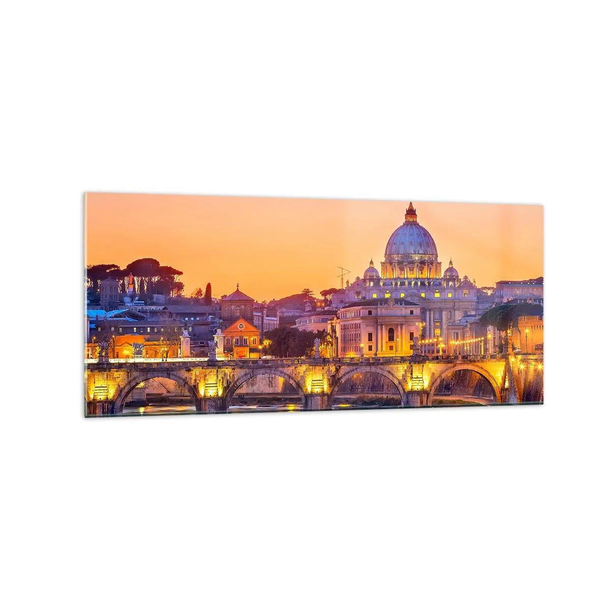 Glass picture - Twilight over Eternal City - 120x50 cm