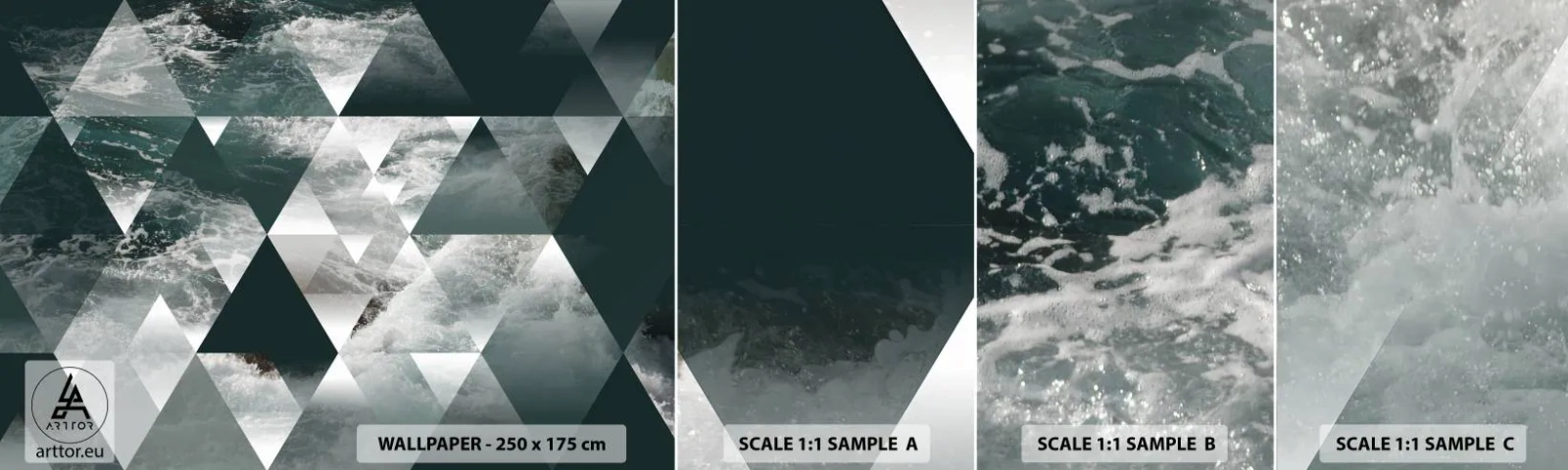 Photo Wallpaper Sample Standard Eco - Crystal Perspective - Abstraction, Sea waves, Piece - 100x30 cm