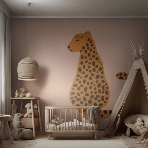 Photo Wallpaper Premium Sand - Leopard Print Is Fashionable - For children, Panther, Animals - 400x280 cm