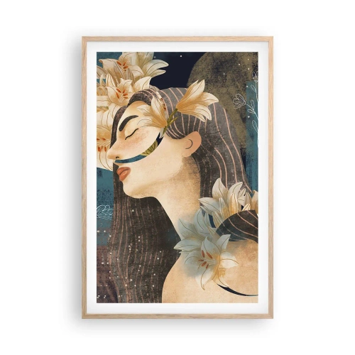 Poster in light oak frame - Tale of a Queen with Lillies - 61x91 cm