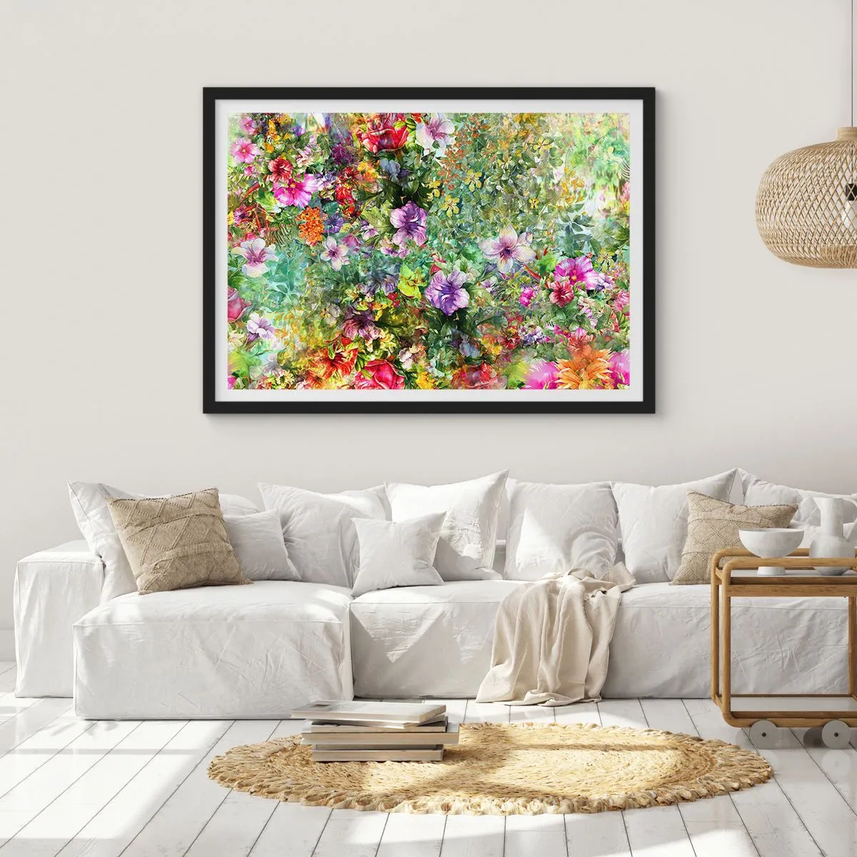 Poster in black frame - Lost in the Flowers - 100x70 cm