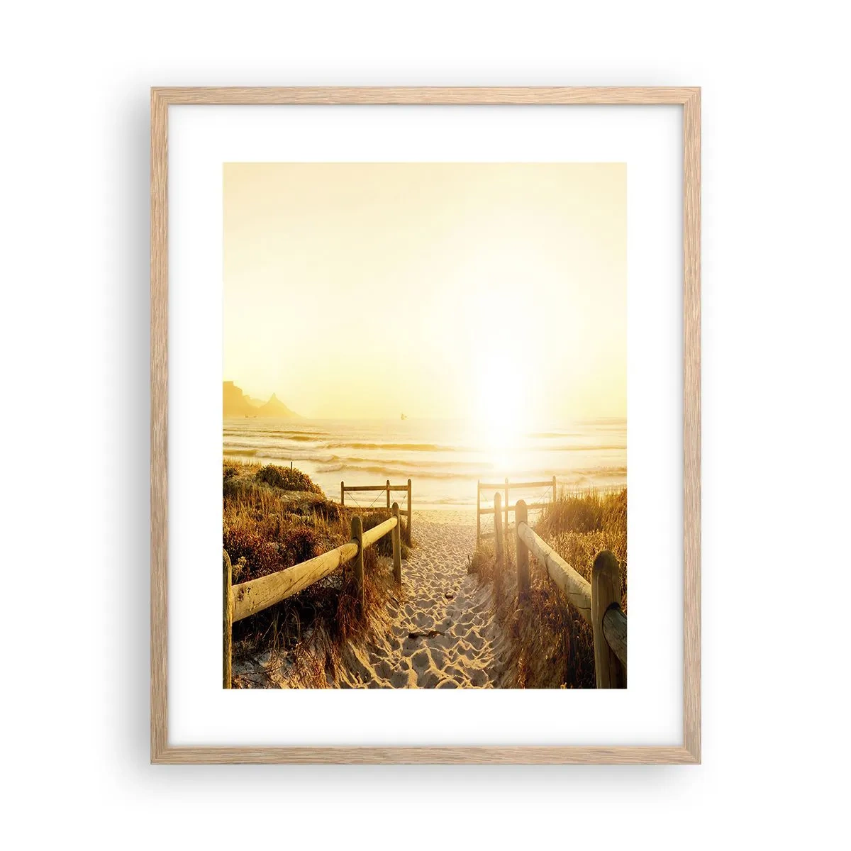 Poster in light oak frame - Through the Dune, Towards the Sun - 40x50 cm