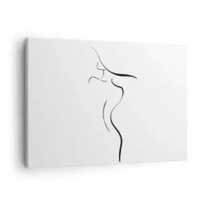 Canvas picture - Minimalist outline of a female silhouette on a white background - 70x50cm - Elusive Like a Wave - Modern wall decoration for the living room and bedroom ARTTOR