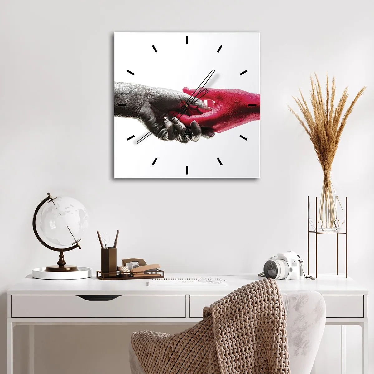 Wall clock - Clock on glass - Together, although Different - 30x30 cm